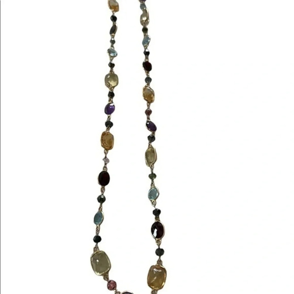 COLOMBIAN Emeralds Multi-Gemstone 14K 20 Inch Necklace. - Picture 3 of 8